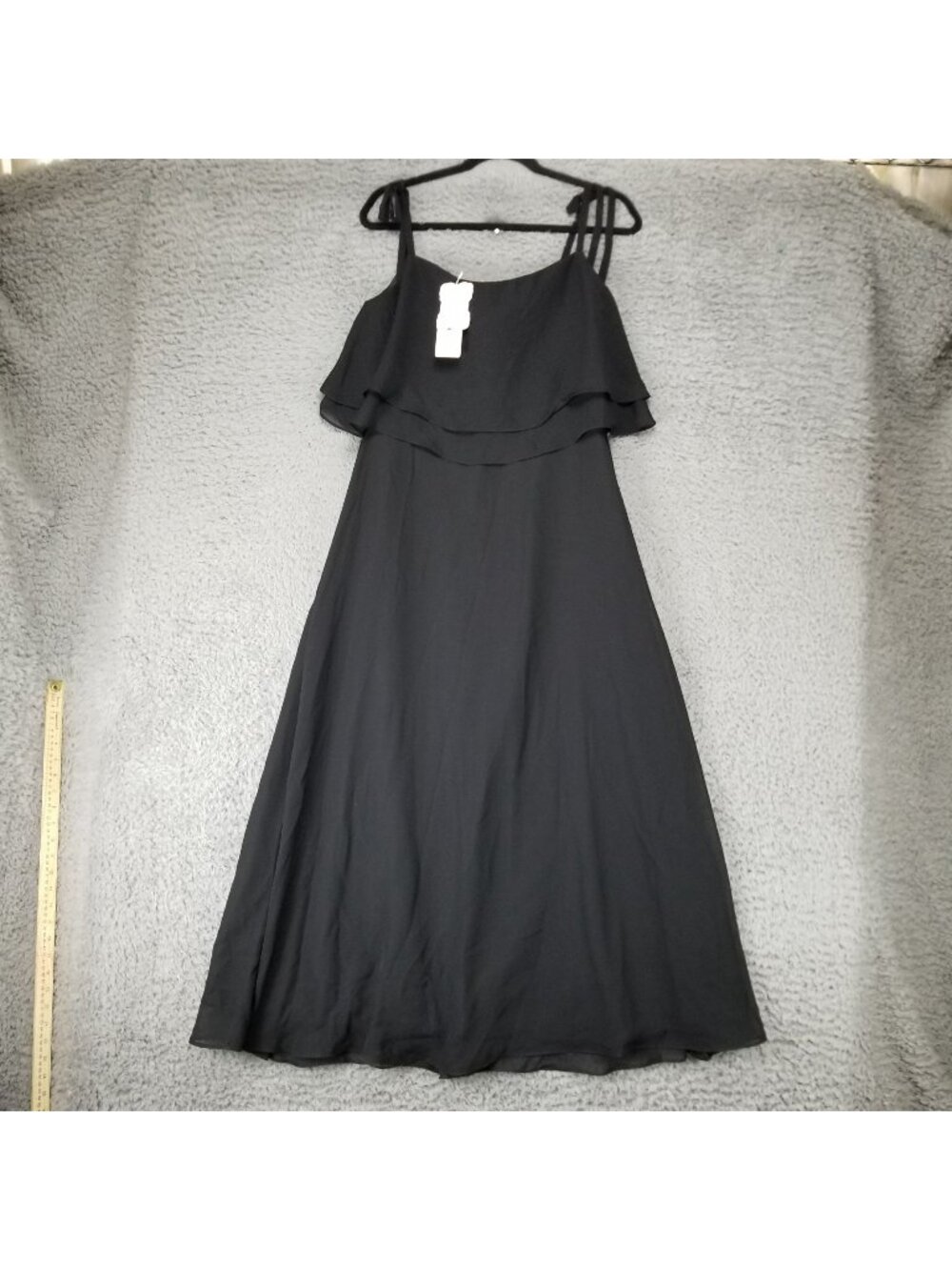Hebeos Dress Womens 14 Black Sleeveless Full Length Tie Strap Midi Dress *NWT*